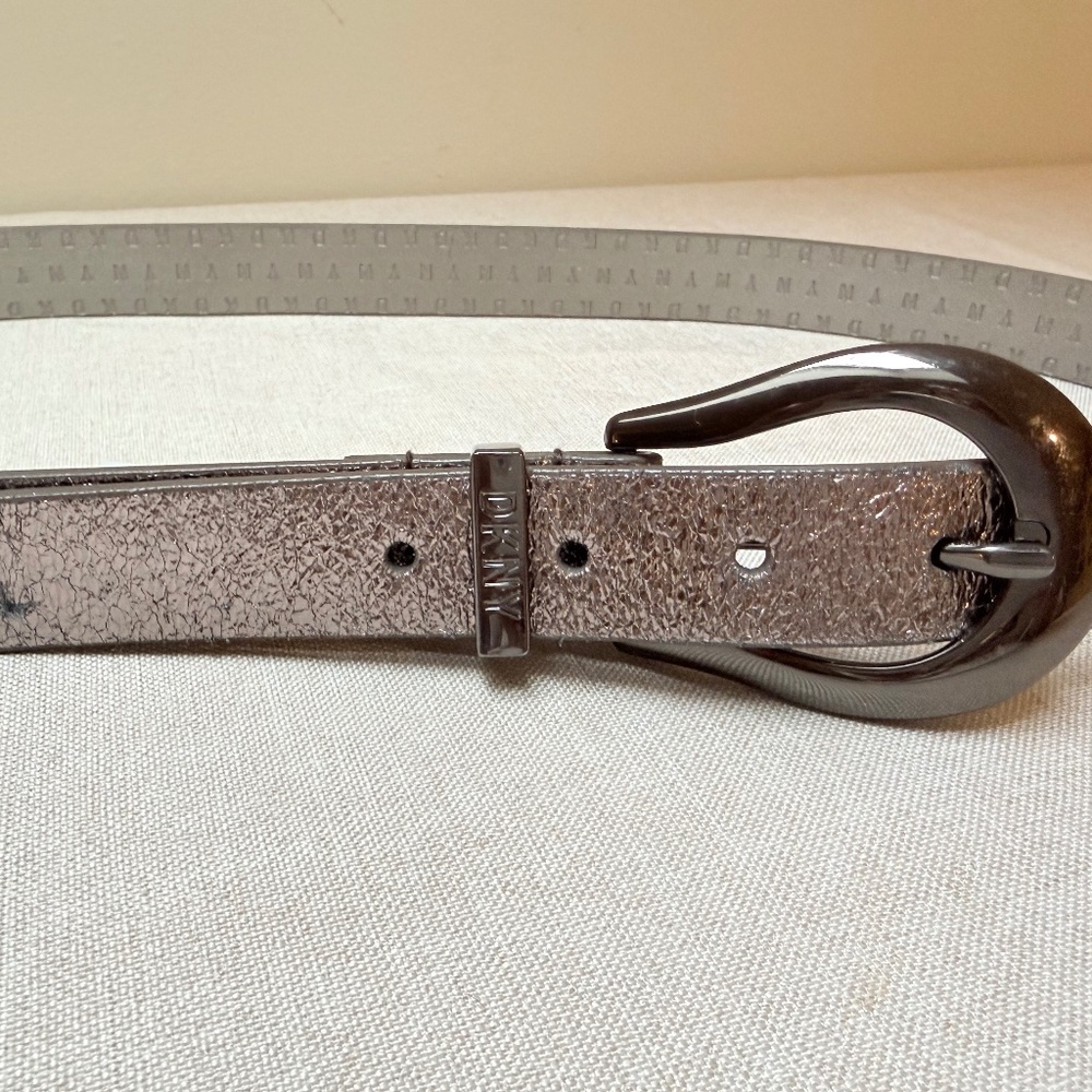 DKNY Donna Karan Metallic Tipped Belt Silver L